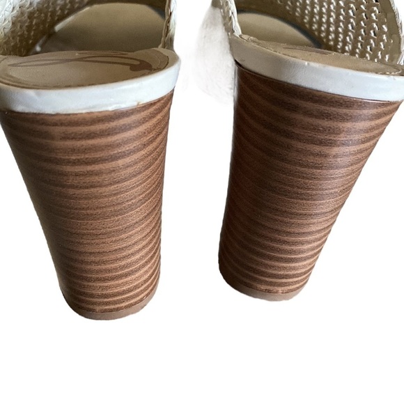 SAM EDELMAN “EVIE” 4”Leather Basket Weave Sandal Women’s 10 Neutral Ivor… - Picture 12 of 12